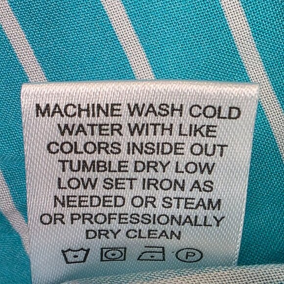 Womens Grand & Greene Blue & White Striped Blouse Button Up Long Sleeve Rayon M - Picture 8 of 8